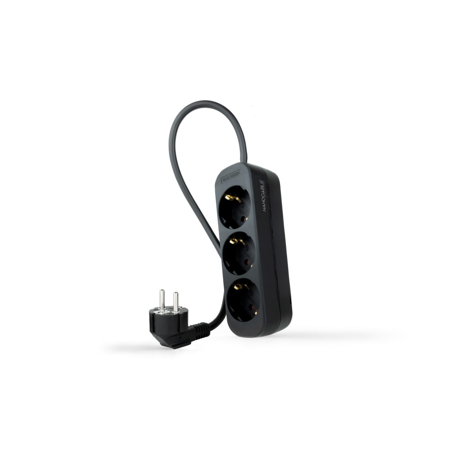 10.38.0003-NS-BK - Regleta Nanocable 3xSchuko Cable 1.4m Negra (10.38.0003-NS-BK)
