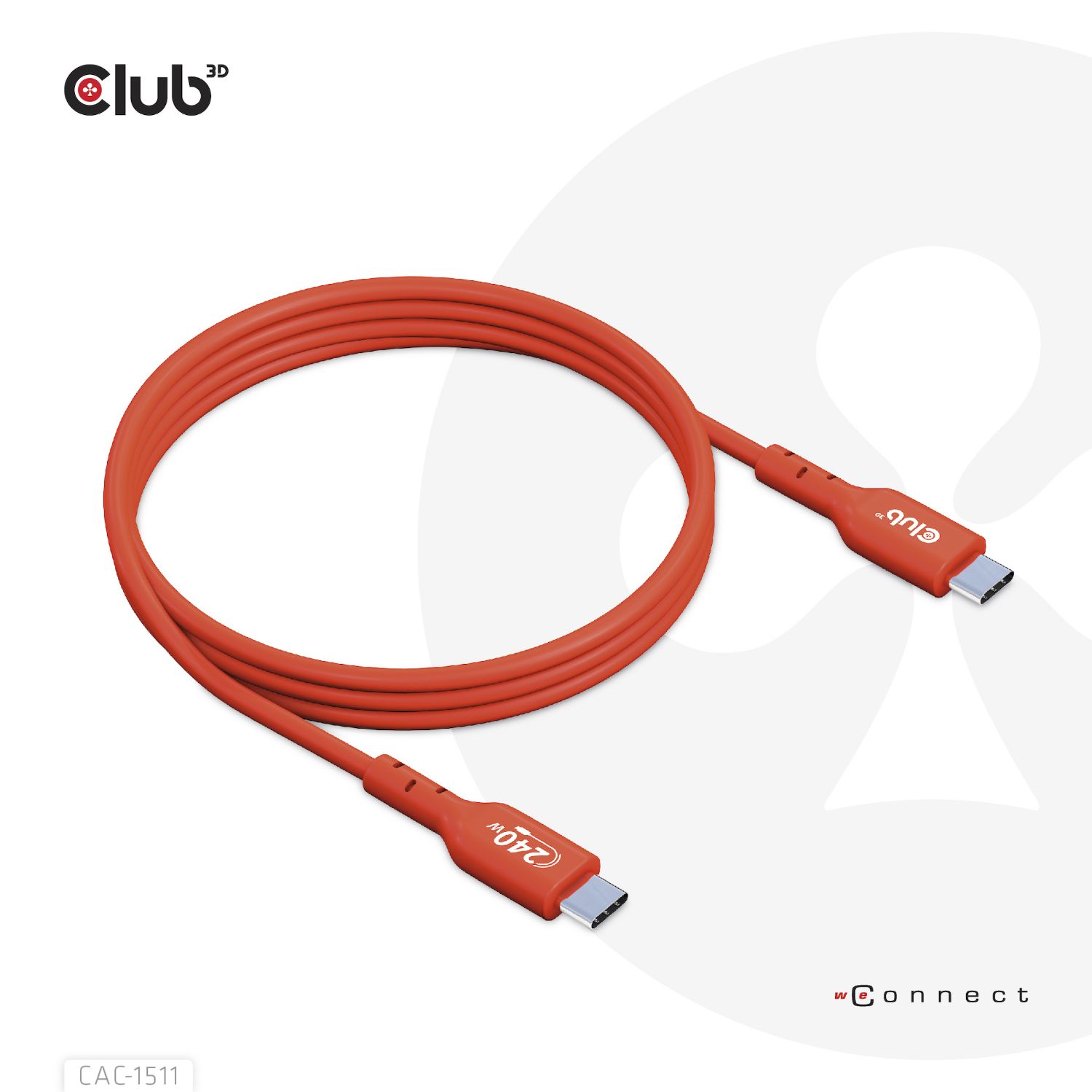 CAC-1511 - Cable Club 3D USB-C 2.0/M a USB-C 2.0/M 1m Naranja (CAC-1511)