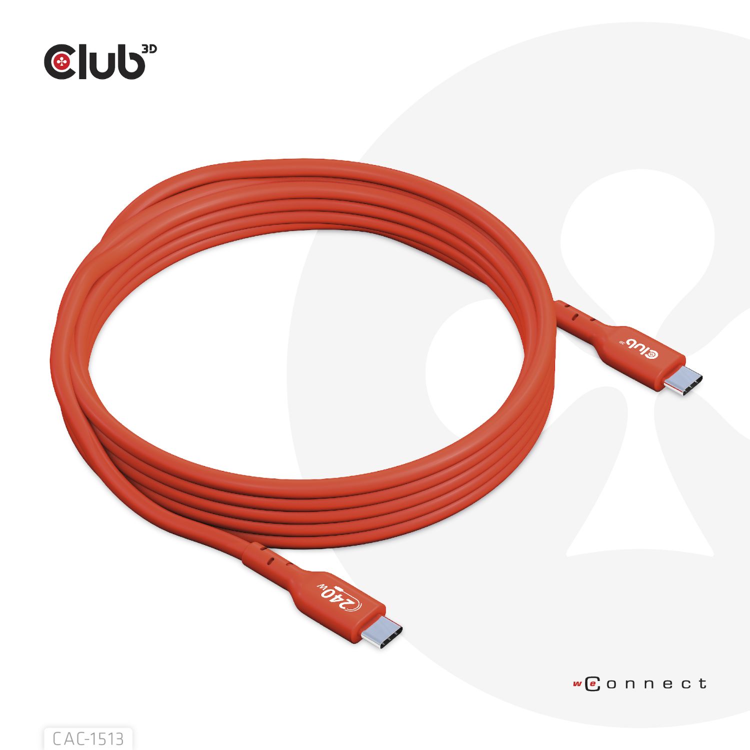 CAC-1513 - Cable Club 3D USB-C 2.0/M a USB-C 2.0/M 3m Naranja (CAC-1513)
