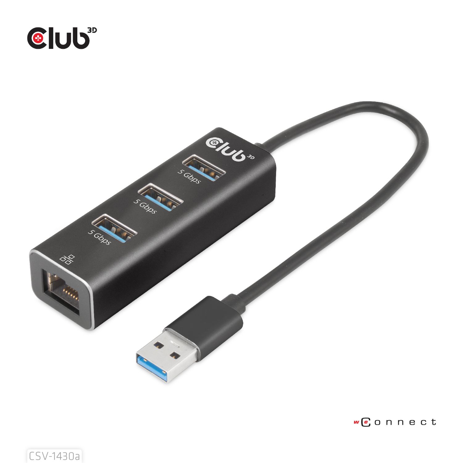 CSV-1430A - Hub Club 3D USB-A a 3xUSB-A 3.0/1xRJ45 Negro (CSV-1430A)
