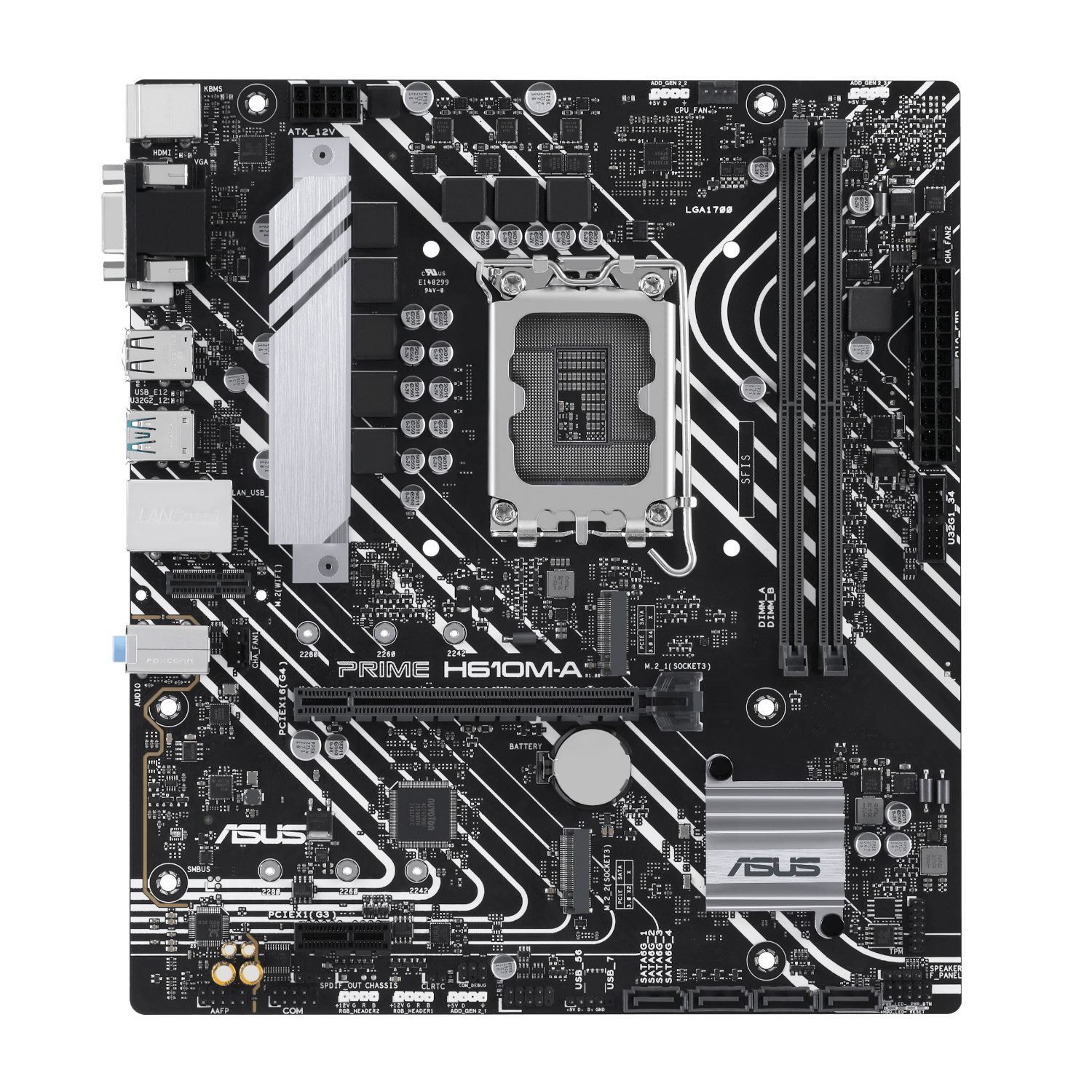90MB1G20-M0EAYC - ASUS PRIME H610M-A-CSM: (1700) 2DDR5 M.2 SATA3 PCIe USB 2.0 USB-A 3.1 HDMI VGA DP RJ45 PS/2 7.1 mATX Gigabit Ethernet