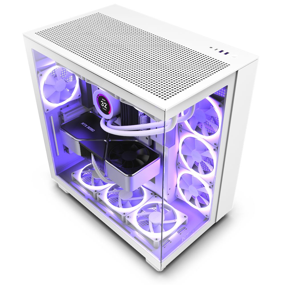 CM-H91FW-01 - Caja NZXT H9 Flow Panel Lateral de Cristal Templado RGB 2xUSB-A 3.0 1xUSB-C 3.1 ATX mATX Mini-ITX Blanca (CM-H91FW-01)