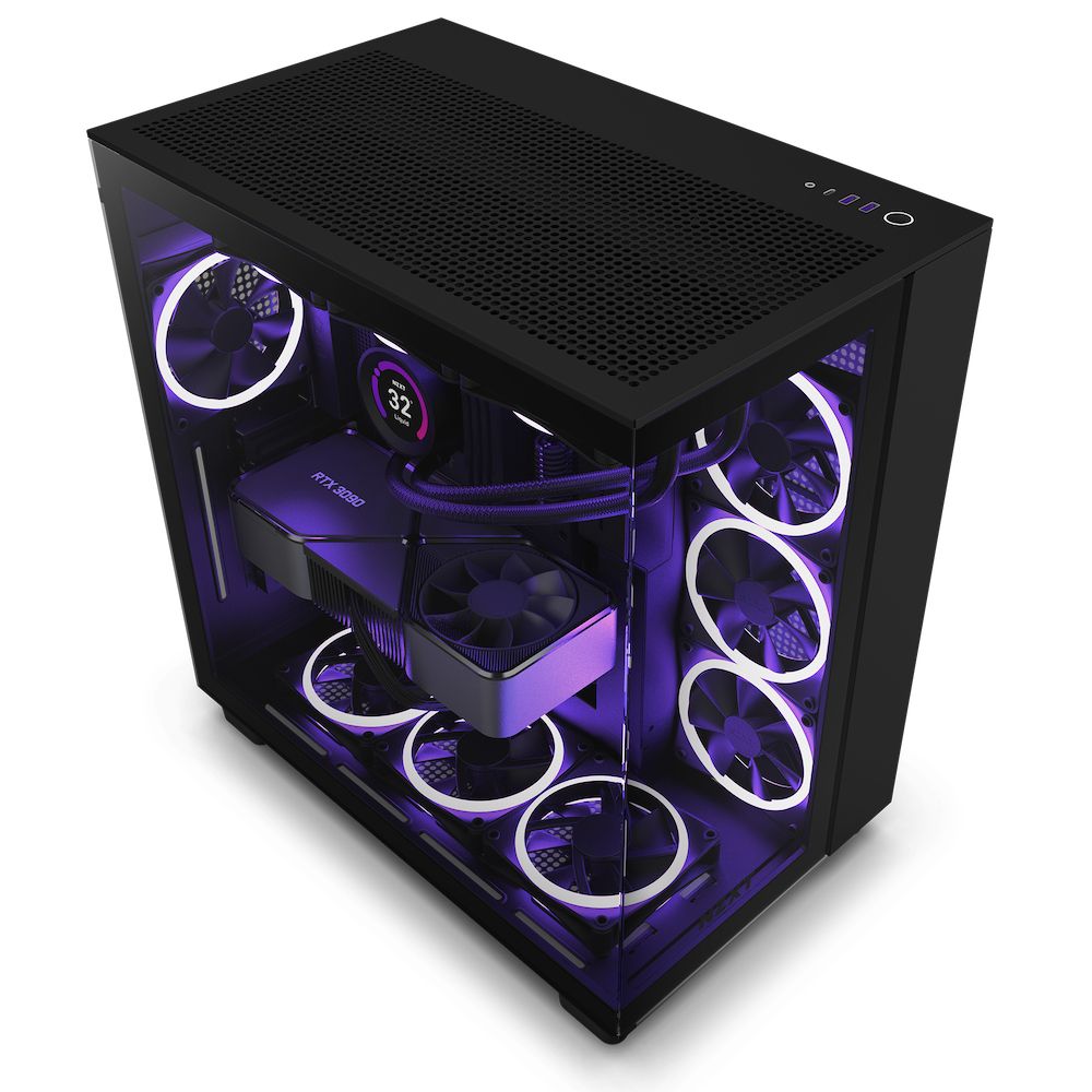 CM-H91FB-01 - Semitorre NZXT H9 Flow Panel Lateral de Cristal Templado RGB Sin/Fuente 2xUSB-A 3.0 1xUSB-C 3.1 ATX mATX Mini-ITX Negra (CM-H91FB-01)