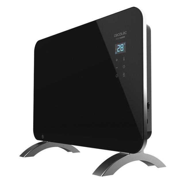 05350 - Radiador CECOTEC Ready Warm 6670 Crystal 1000W WiFi Termostato Regulable Digital IP24 Temporizador Piso Aluminio Vidrio Templado Negro (05350)