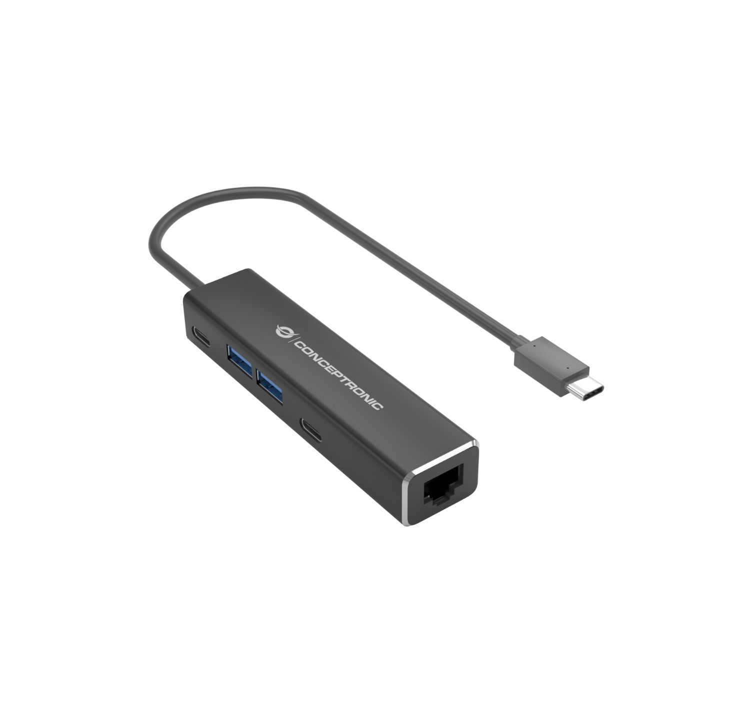 ABBY14B - Adaptador CONCEPTRONIC USB-C a RJ45 + Hub USB-A/C 3.0 Gris (ABBY14B)