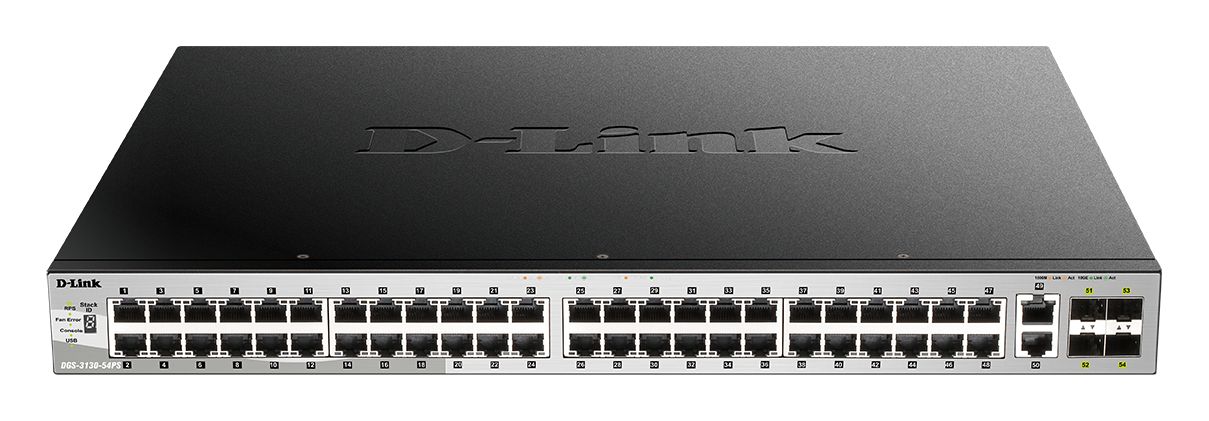 DGS-3130-54PS/E - Switch D-Link L3 Lite 48P 10/100/1000 PoE + 2p 10Gigabit Ethernet + 4p 10Gigabit SFP+ 370w Gris (DGS-3130-54PS/E)