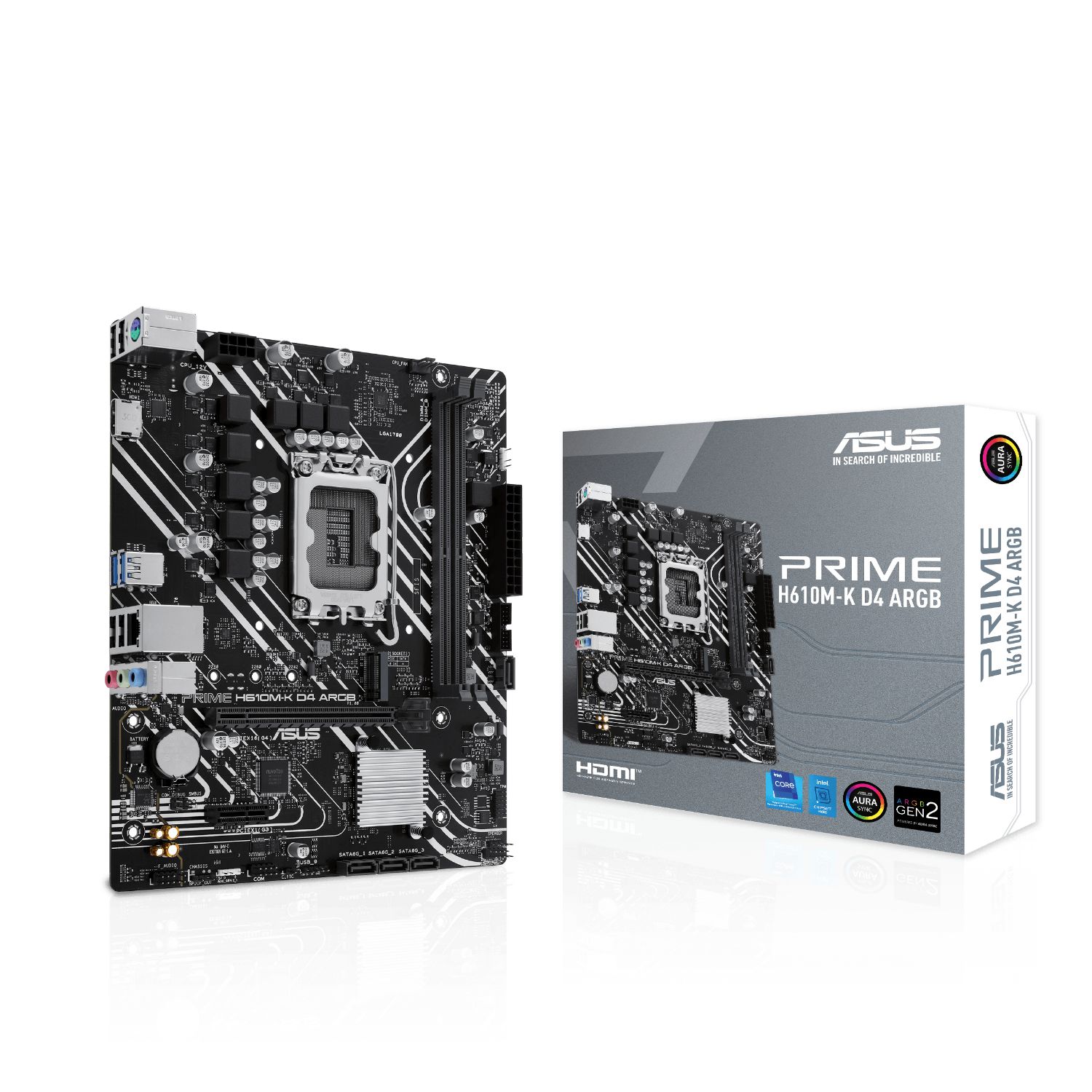 90MB1HN0-M0EAY0 - Placa base ASUS PRIME H610M-K D4 ARGB: (1700) 2DDR4 M.2 SATA3 USB 2.0/3.0 HDMI RJ45 PS/2 7.1 mATX Gigabit Ethernet