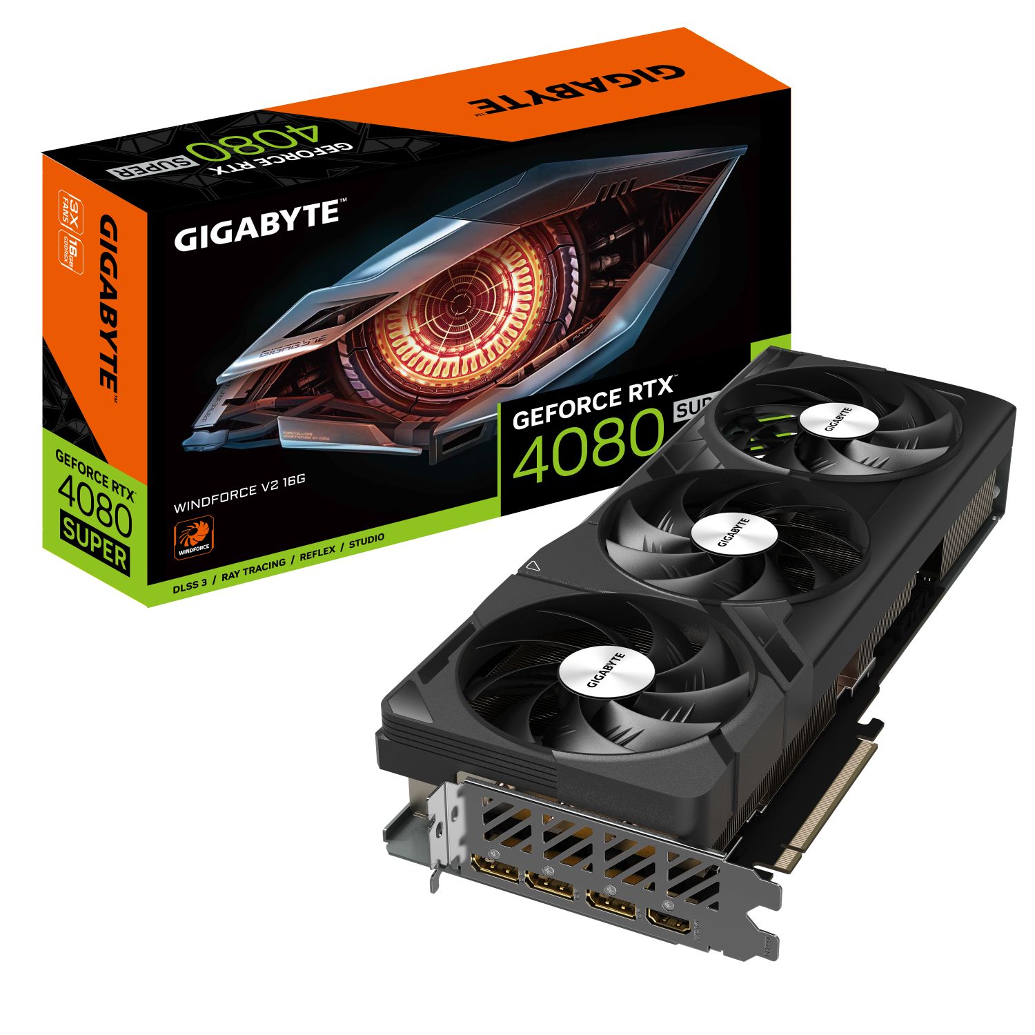 GV-N408SWF3V2-16GD - GIGABYTE Nvidia GeForce RTX 4080 Super WindForce V2 16Gb GDDR6X 3xDP 1xHDMI PCIe 4.0 OpenGL 4.6 (GV-N408SWF3V2-16GD)