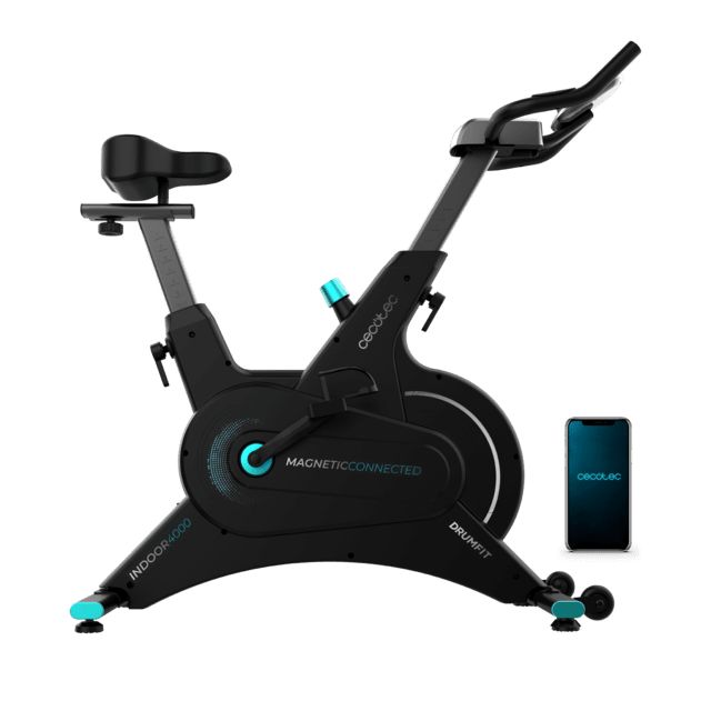 07212 - Bicicleta Indoor CECOTEC Drumfit 10000 Magnetic Connected. resistencia magntica con volante de inercia de 10 kg,APP, pantalla LCD, pulsmetro, ruedas de transporte y soporte para tablet. Peso mximo de 120 kg y altura mxima 185 cm.(07212)