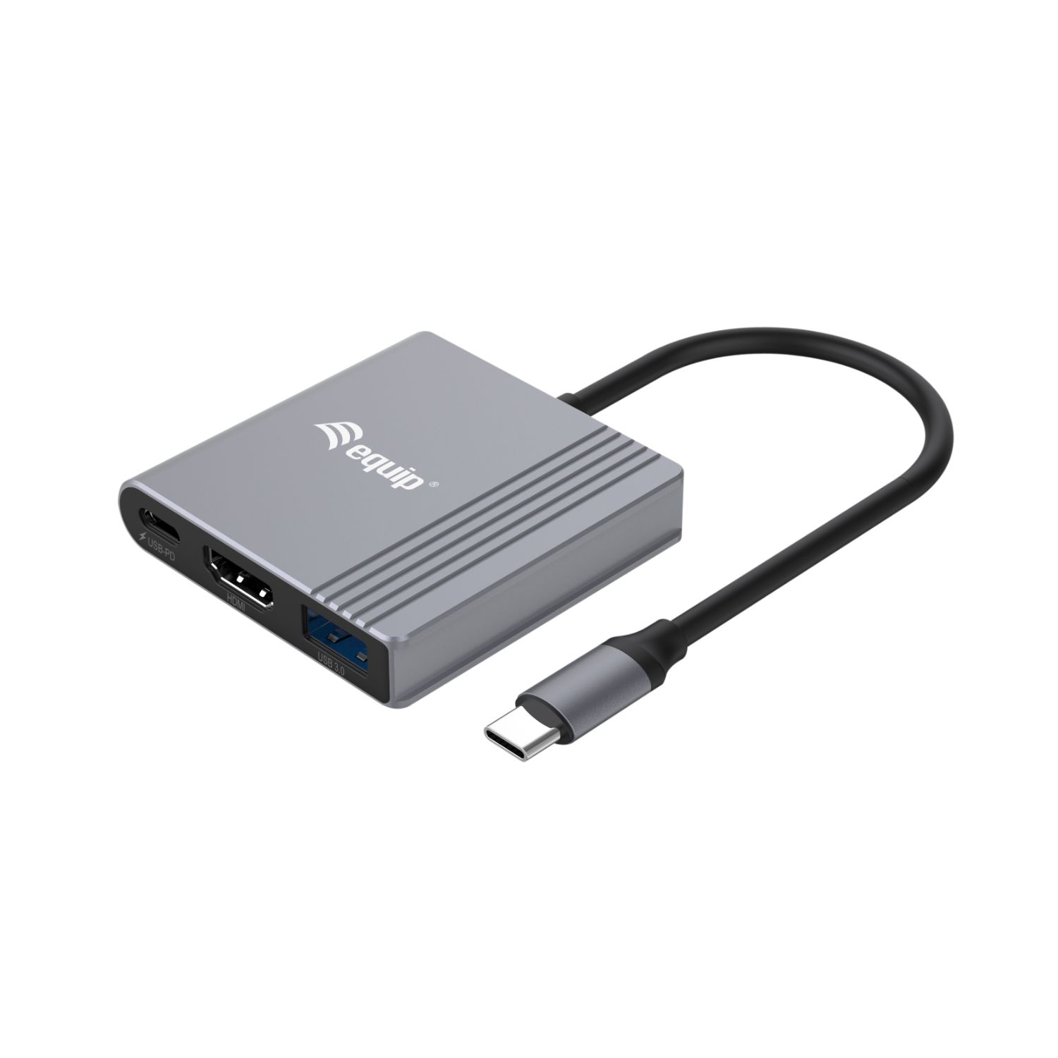 EQ133488 - Dock Station EQUIP USB-C a HDMI 4K/USB-A/USB-C PD 100W Cable 0.25m Negro/Gris (EQ133488)