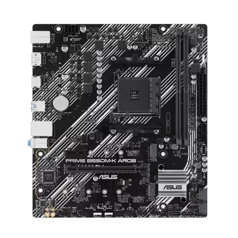 90MB1GC0-M0EAY0 - ASUS PRIME B550M-K ARGB: (AM4) 2DDR4 HDMI DP 4SATA3, 2 M.2, 6Usb3.2, mATX