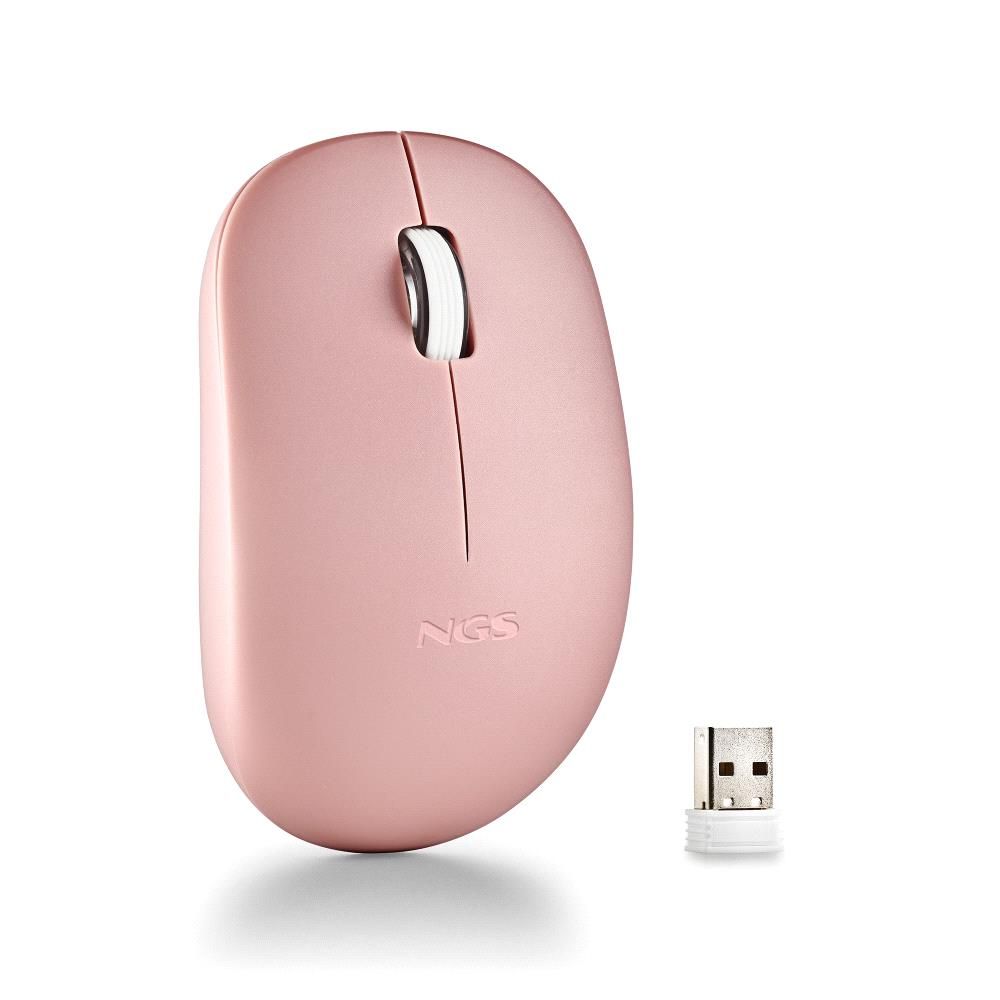FOGPROPINK - Ratón NGS FOG Pro Ergonómico Óptico Ambidextro RF Wireless 2.4GHz 1000dpi 2 Botones Rosa (FOGPROPINK)