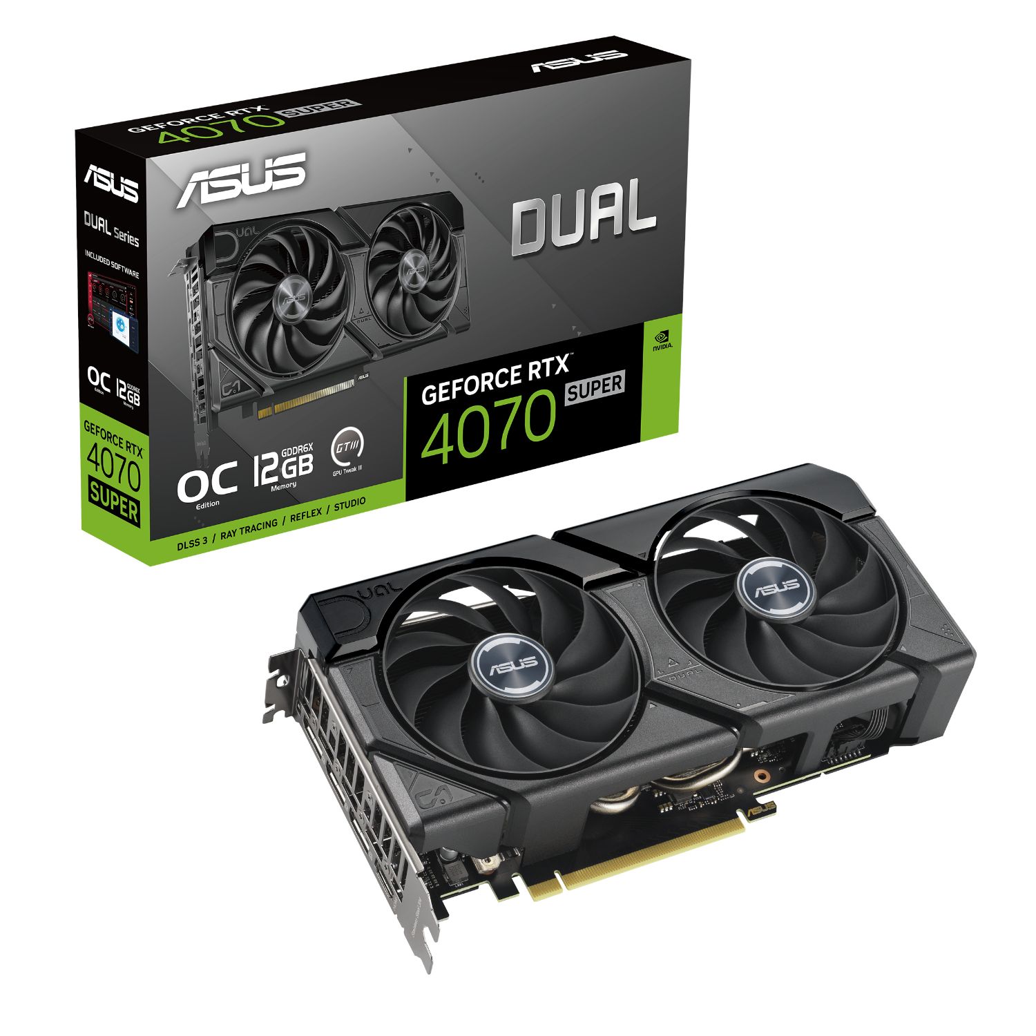 90YV0KC0-M0NA00 - Tarjeta Grfica ASUS Nvidia GeForce Dual RTX4070S-O12G-EVO SUPER 12Gb GDDR6X 3xDP 1.4a 1xHDMI 2.1a PCIe 4.0 HDCP 2.3 OpenGL 4.6 (90YV0KC0-M0NA00)