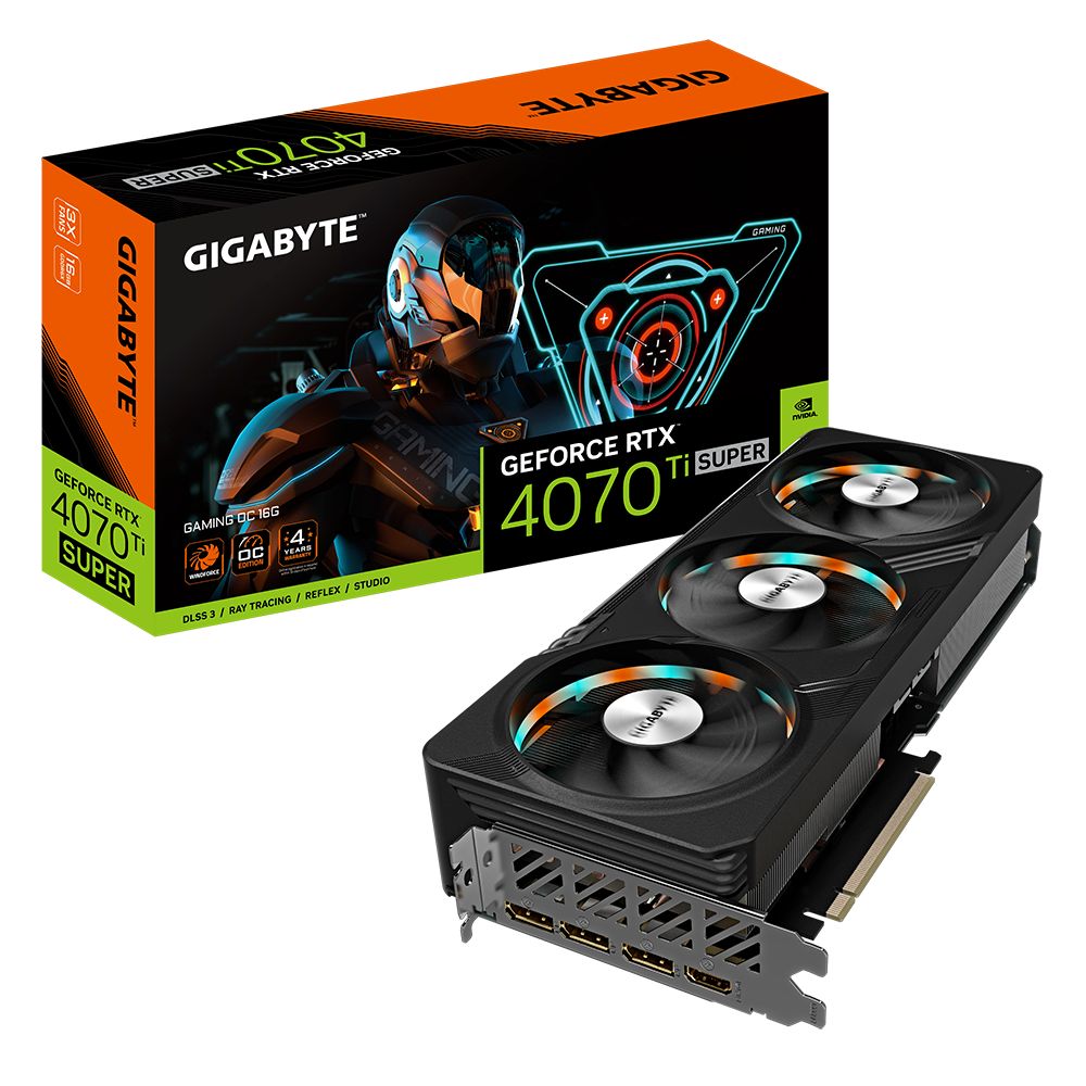 GV-N407TSGAMING OC-16GD - GIGABYTE Nvidia GeForce RTX4070Ti SUPER OC 16Gb GDDR6X WindForce 3X 3xDP 1.4a 1xHDMI 2.1a PCIe 4.0 OpenGL 4.6 (GV-N407TSGAMING OC-16GD)