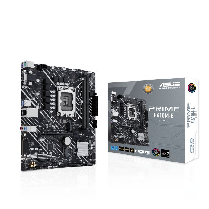 OUT8789 - Placa base ASUS PRIME H610M-E-CSM:(1700) 2DDR5 HDMI DP VGA mATX (OUT8789). Buen estado. BIOS actualizada. Sin caja original. Con chapa trasera. (OUTLET)