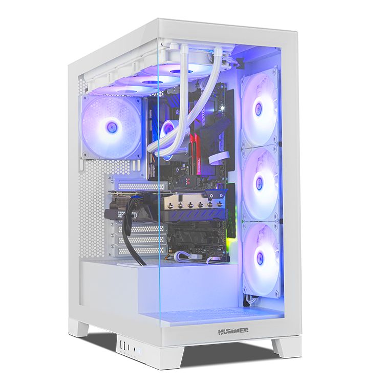 NXHUMMERGLOCKWH - Caja NOX Ventana Frontal/Lateral de Cristal Templado ARGB 2xUSB-A 3.0 1xUSB-C 3.1 ATX mATX ITX Blanca (NXHUMMERGLOCKWH)