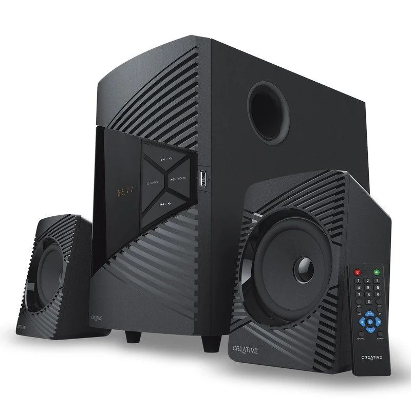 51MF0485AA001 - Altavoces Creative SBS E2500 2.1 30W Subwoofer 15W FM USB 2.0 Bluetooth 5.0 3.5mm Control Remoto IR Negros (51MF0485AA001)