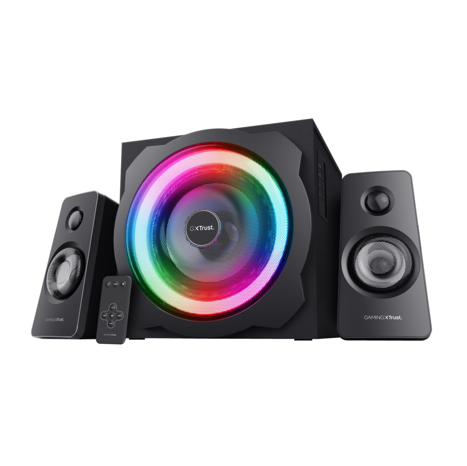 22944 - Altavoces Trust GXT 629 Tytan 2.1 60W RGB Subwoofer 30W 3.5mm Mando Negros (22944)
