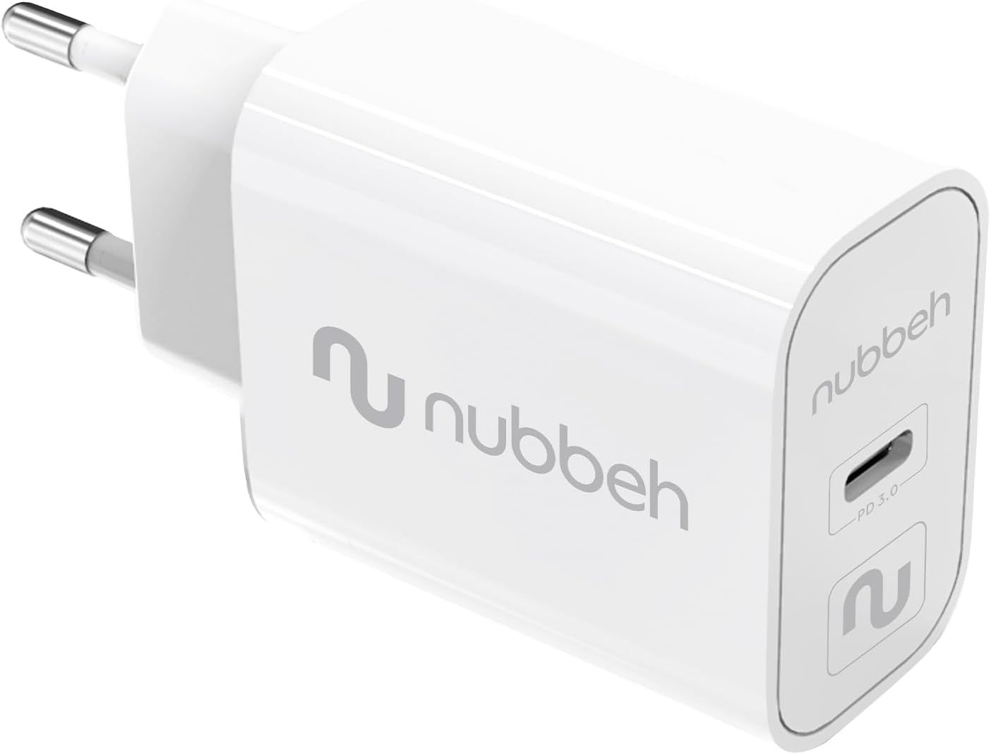 NBWALLCHCW25 - Cargador de Pared NUBBEH Bhoot 1xUSB-C PD 3.0 25W Blanco (NBWALLCHCW25)