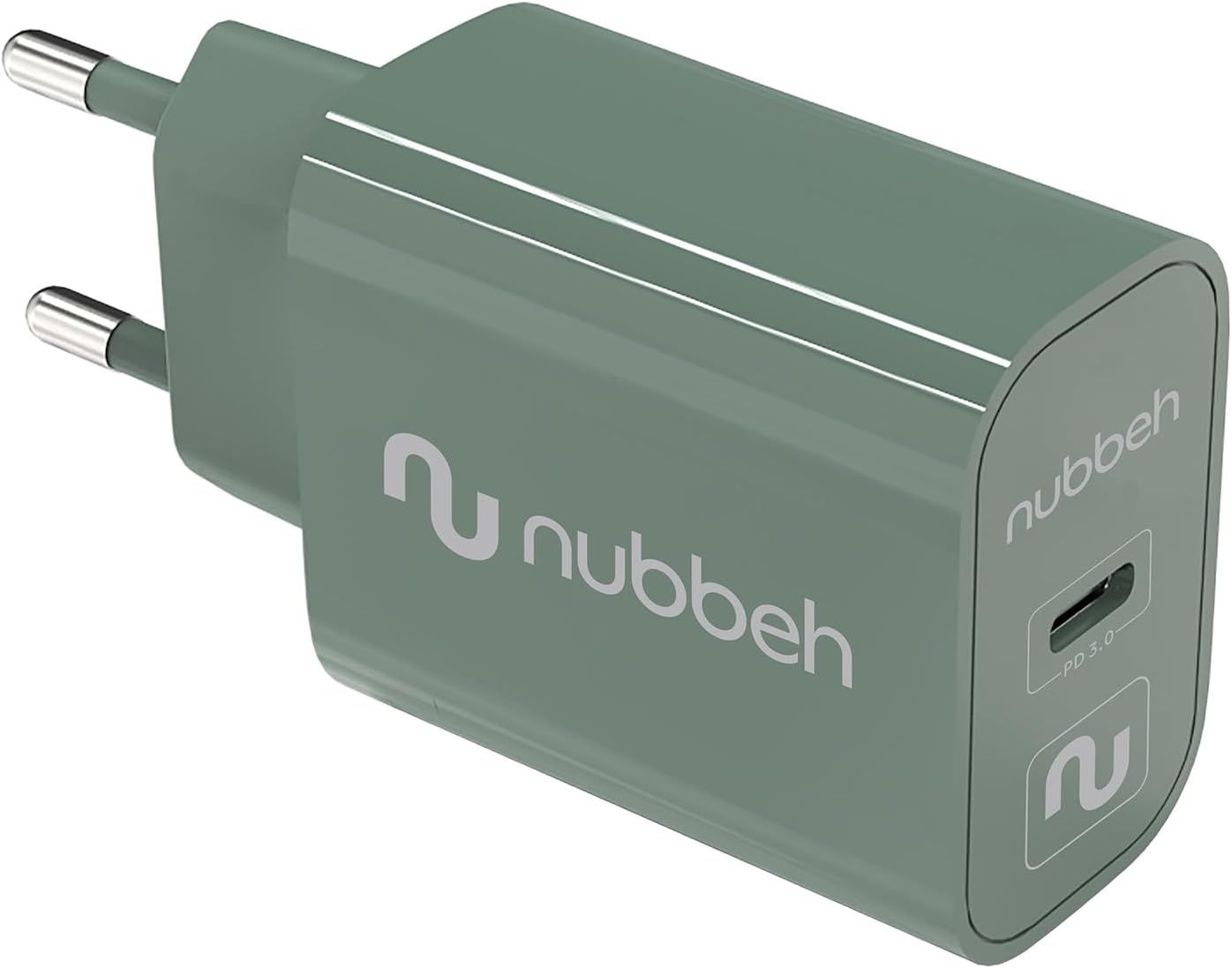 NBWALLCHCG25 - Cargador de Pared NUBBEH Bhoot 1xUSB-C PD 3.0 25W Verde (NBWALLCHCG25)