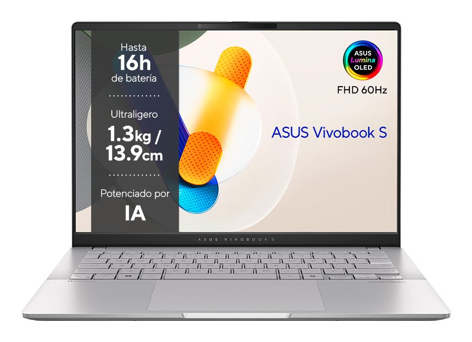 90NB1491-M007U0 - Porttil ASUS VivoBook S 14 OLED M5406NA-QD082W Ryzen 5-7535HS 16Gb 512Gb SSD Cmara Frontal FHD Infrarroja (IR) 14