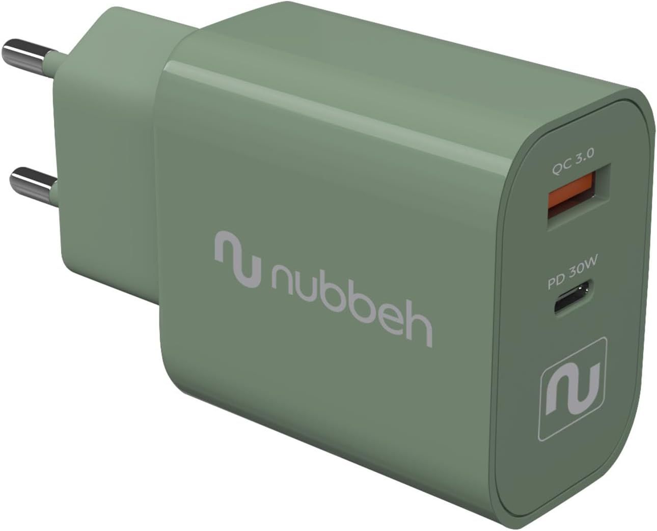 NBWALLCHG - Cargador de Pared NUBBEH Booth USB-C 30W Quick Charger 4.0/3.0 PD 3.0/2.0 Verde (NBWALLCHG)