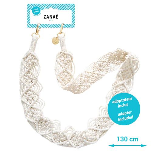 19724 - Cadena ZANA Ibicenca macram de mercado hippie 130cm Blanco (19724)