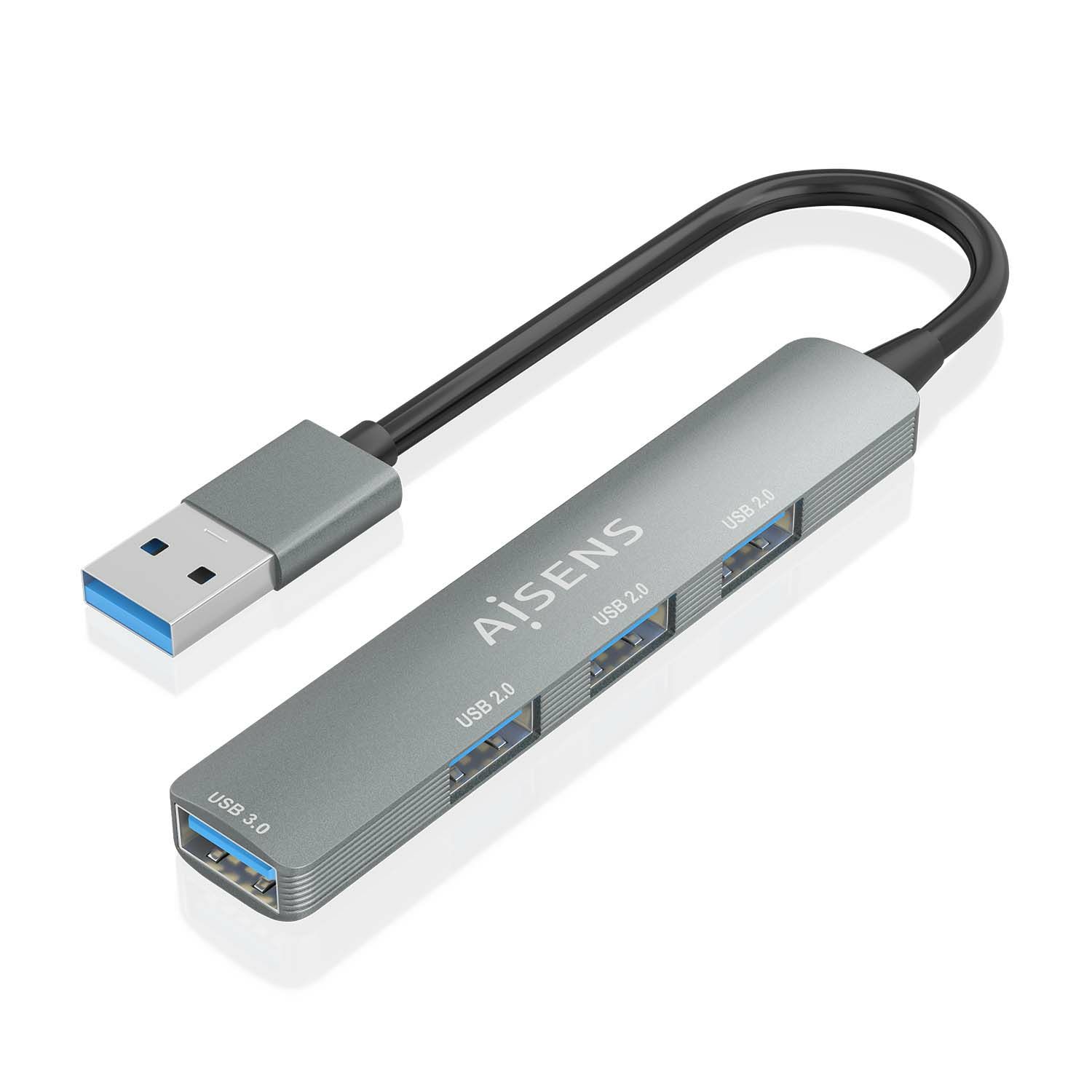 A106-0859 - Hub AISENS USB-A 3.0/M a 3xUSB 2.0 H/1xUSB-A 3.0 H 10cm Gris (A106-0859)