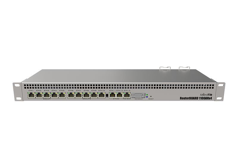 RB1100x4 - Switch Mikrotik 13xRJ45 GbE 1xRS232 Ethernet LAN/WAN PoE Rack 1U Acero Inoxidable (RB1100x4)