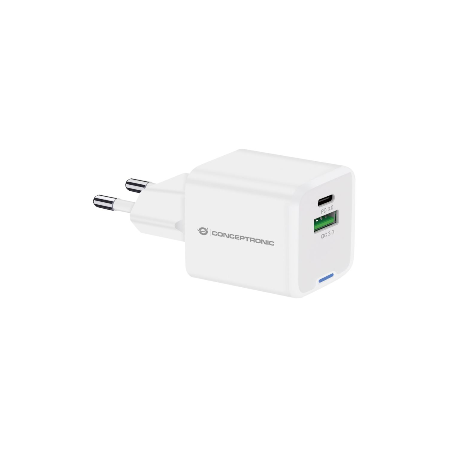 ALTHEA15W - Cargador de Pared CONCEPTRONIC 1xUSB-A 3.0 1xUSB-C PD 3.0 QC 3.0 20W Blanco (ALTHEA15W)