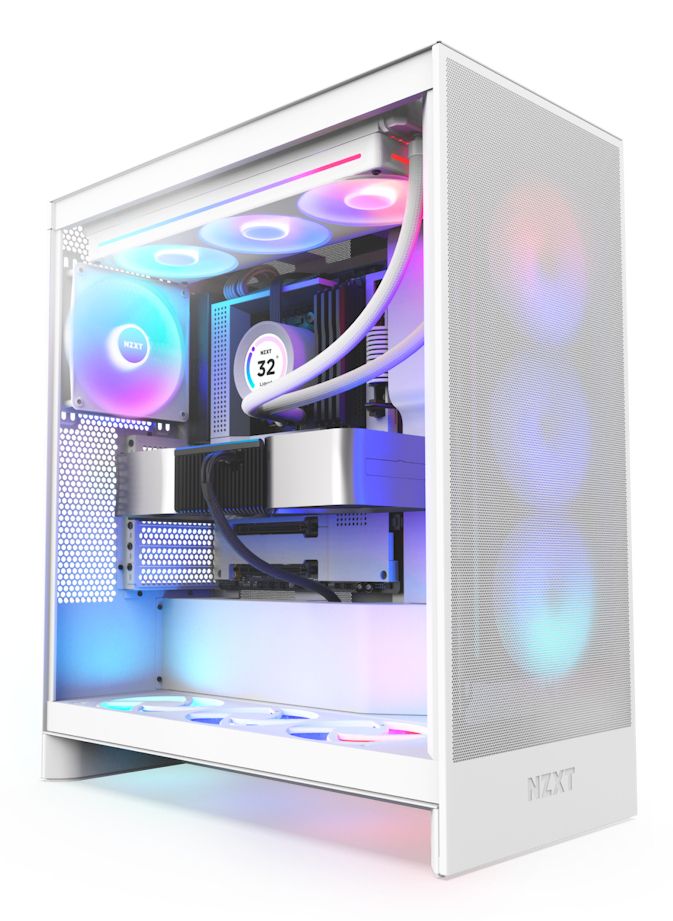CM-H72FW-R1 - Caja NZXT H7 Flow Ventana Lateral de Cristal Templado RGB 2xUSB-A 3.0 1xUSB-C 3.1 ATX EATX mATX Mini-ITX Blanca (CM-H72FW-R1)