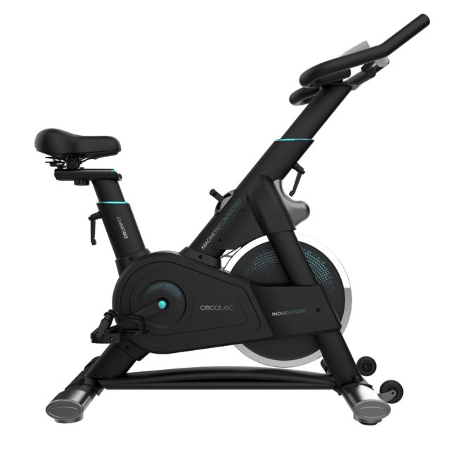 07247 - Bicicleta Estática CECOTEC DrumFit Indoor 24000 Pantalla LCD Resistencia Magnética Volante de Inercia 24Kg Pulsómetro Máx. 120Kg Ruedas de Transporte Soporte Dispositivos APP Negra (07247)