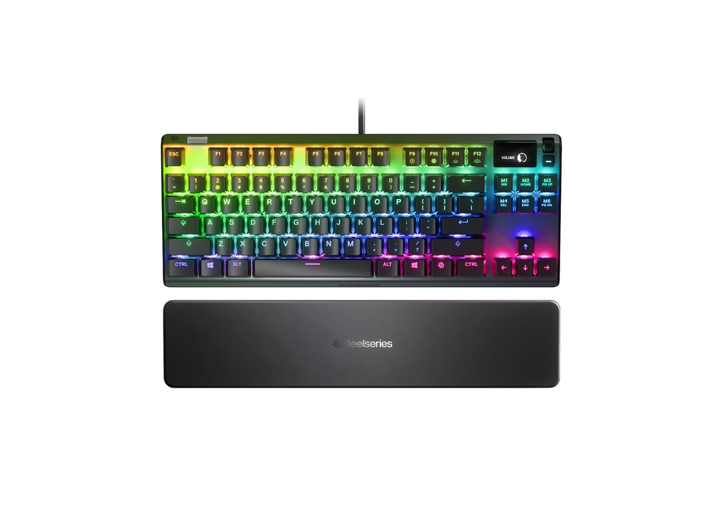 64646 - Teclado Gaming STEEL Series APEX 7 Mini TKL Reposa Muecas Pantalla OLED QWERTY 84 Teclas LED RGB USB Ingls Gris (64646)