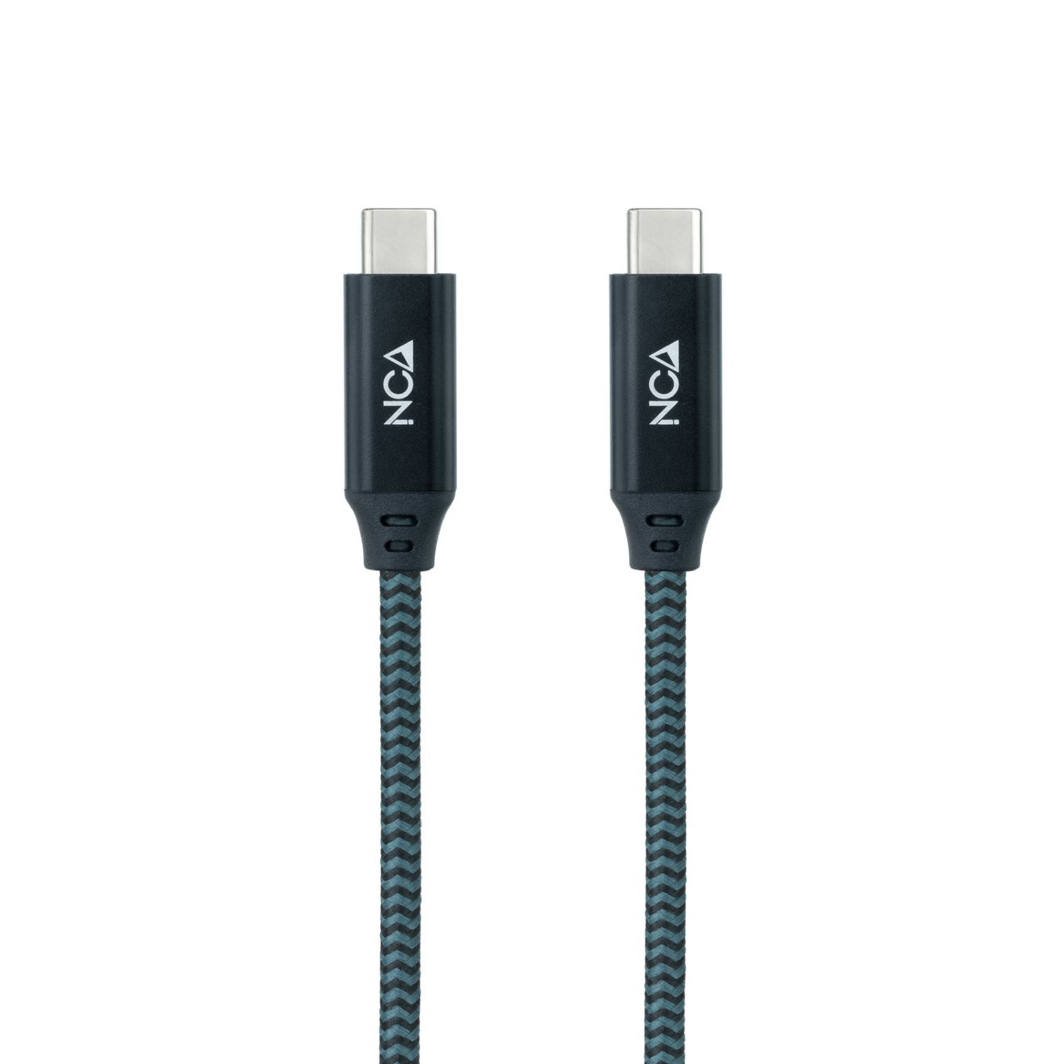 10.01.4300-COMB - Nanocable USB-C a USB-C 50cm trenzado de algodon, Gris y Negro (10.01.4300-COMB)