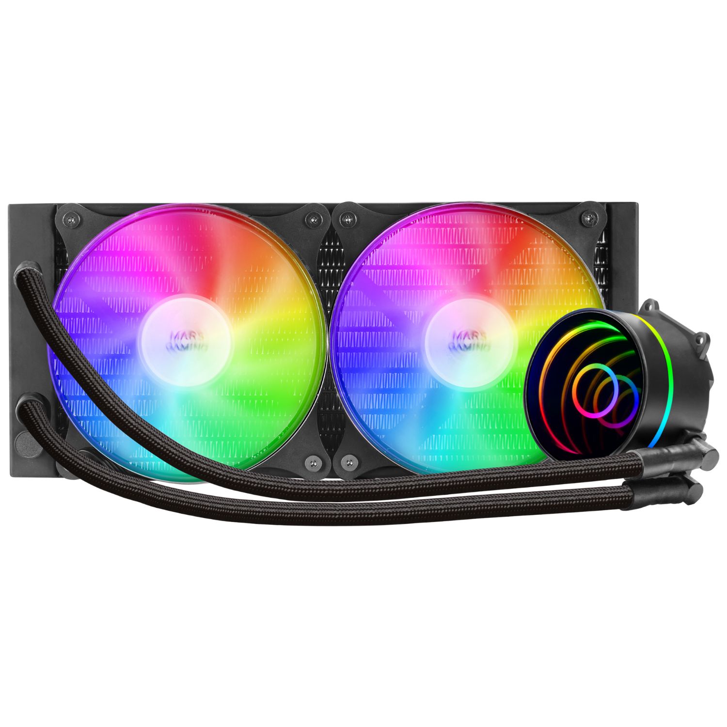 MLONE240 - Refrigeraci�n L�quida CPU Mars Gaming Multisocket 2x120mm 400W FRGB Efecto Espejo Infinito Negra (MLONE240)