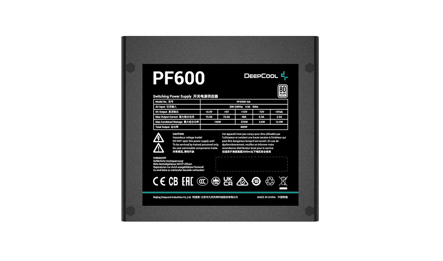 R-PF600D-HA0B-EU - Fuente DeepCool ATX 600W 85% 120mm 20+4 pin ATX SATA EPS PCIe 80 Plus White Negra (R-PF600D-HA0B-EU)