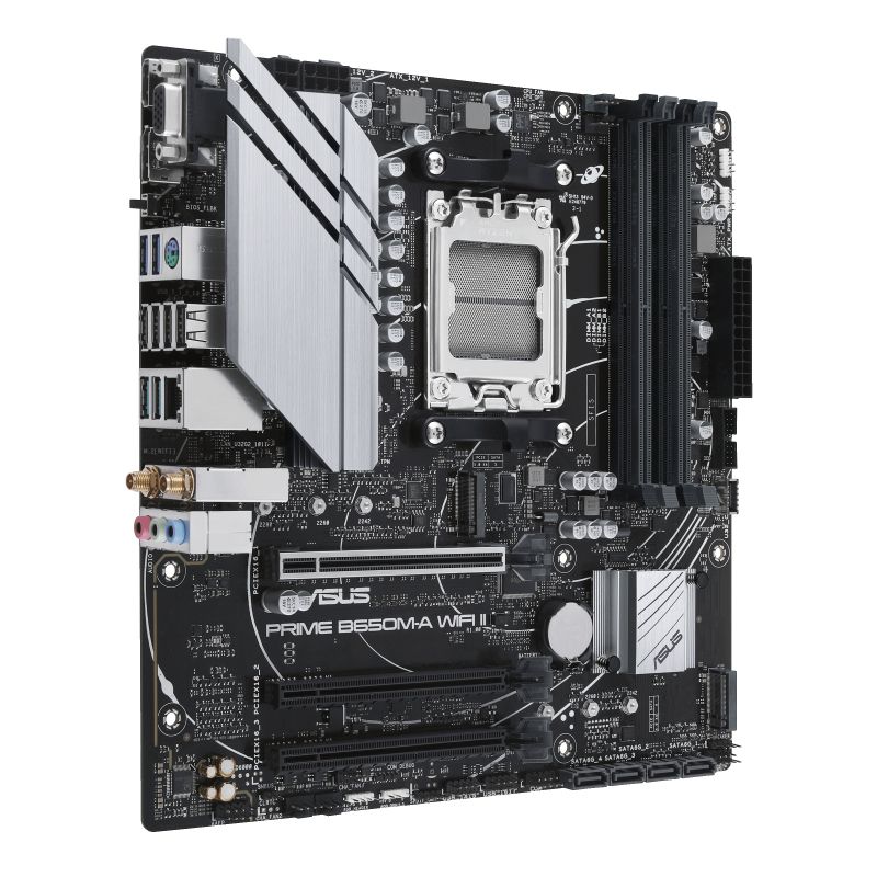90MB1EG0-M0EAY - Placa base ASUS PRIME B650M-A WIFI II: (AM5) 4DDR5 SATA3 M.2 PCIe 4.0/5.0 HDMI VGA DP RJ45 mATX WiFi 6 Bluetooth 5.2 Gigabit Ethernet 2.5