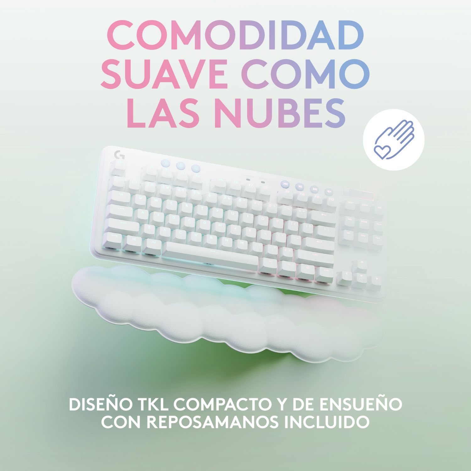 920-010685 - Teclado Gaming Mecnico LOGITECH G715 Reposamuecas LightSpeed Diestro QWERTY 87 Teclas Wireless RF Bluetooth Cable 1.8m Blanco Niebla (920-010685)