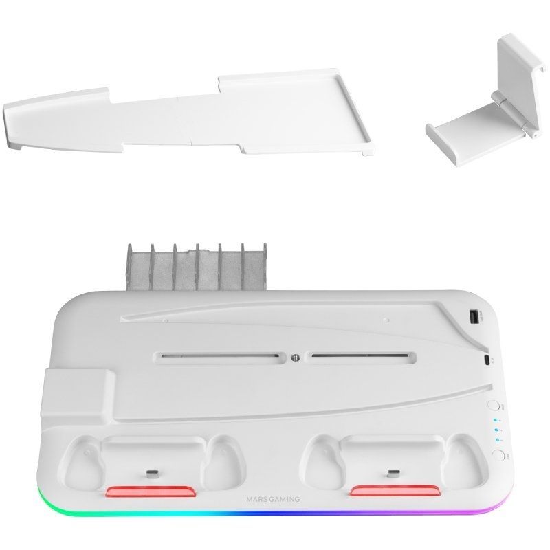 MPS5B - Soporte Mars Gaming Multifuncin RGB PS5 Blanco (MPS5B)