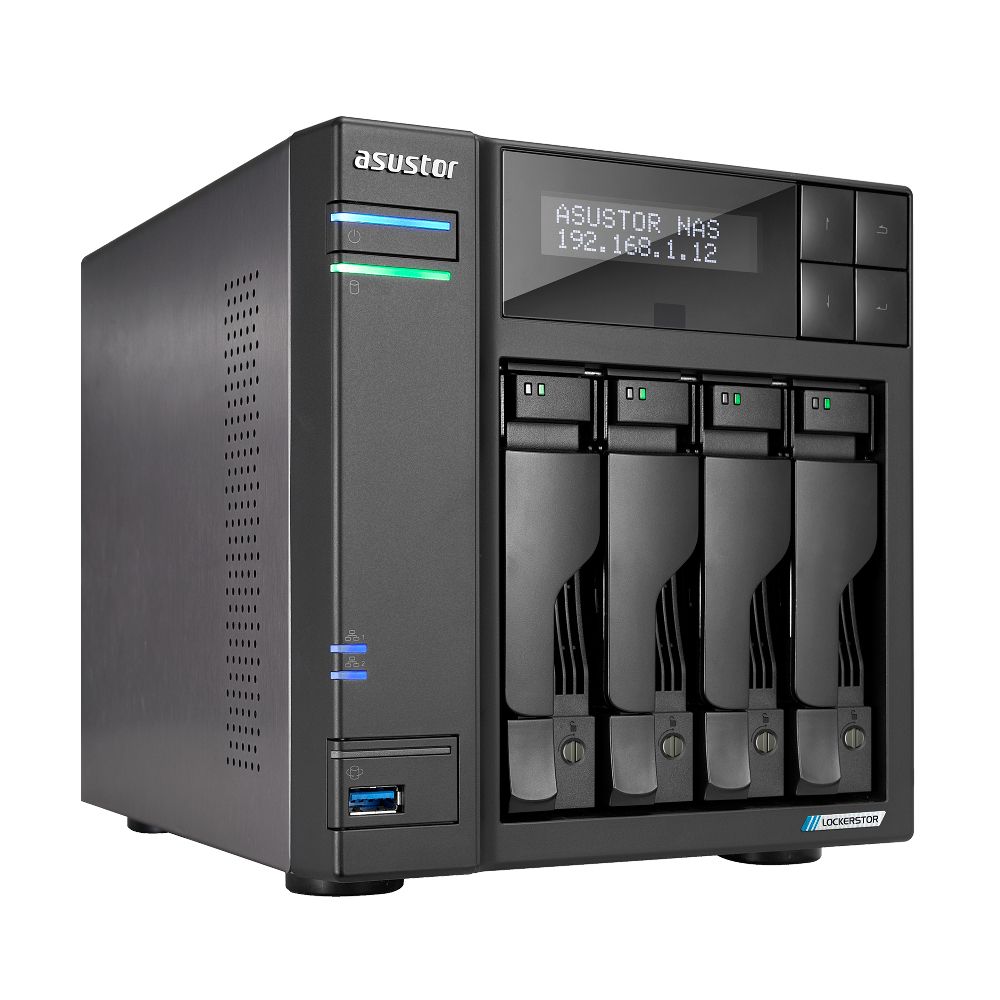 AS6704T - NAS Asustor Lockerstor N5105 DDR4 4Gb Sodimm M.2 SATA 2xUSB-A 1xHDMI 2.0b 2xRJ45 4 Bahas GbE 2.5GbE Negro (AS6704T)
