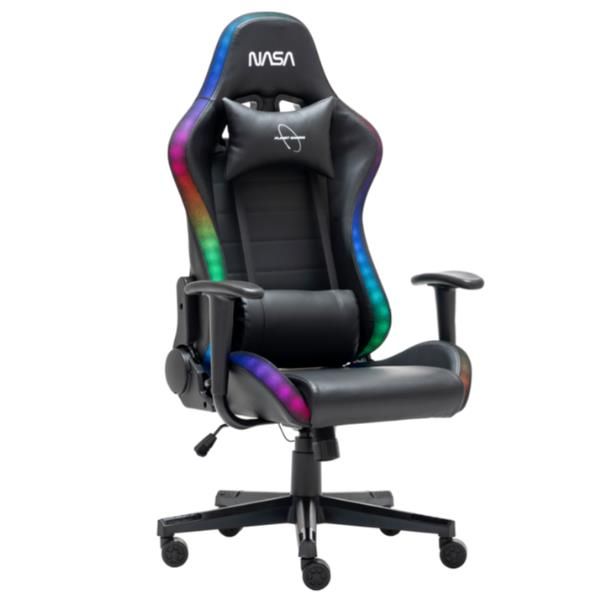 PI047 - Silla Gaming NASA Pioneer RGB Altura/Reposablazos regulables Cojin Cervical/Lumbar Negra (PI047)