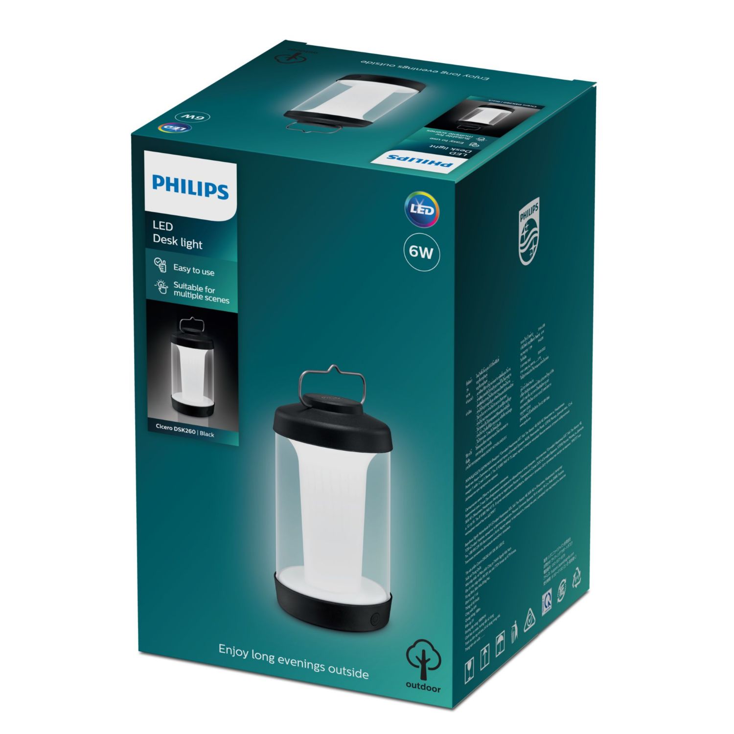 929003241607 - Lmpara de Camping Philips DSK260 LED 180L 6W IP54 Blanca/Negra (929003241607)