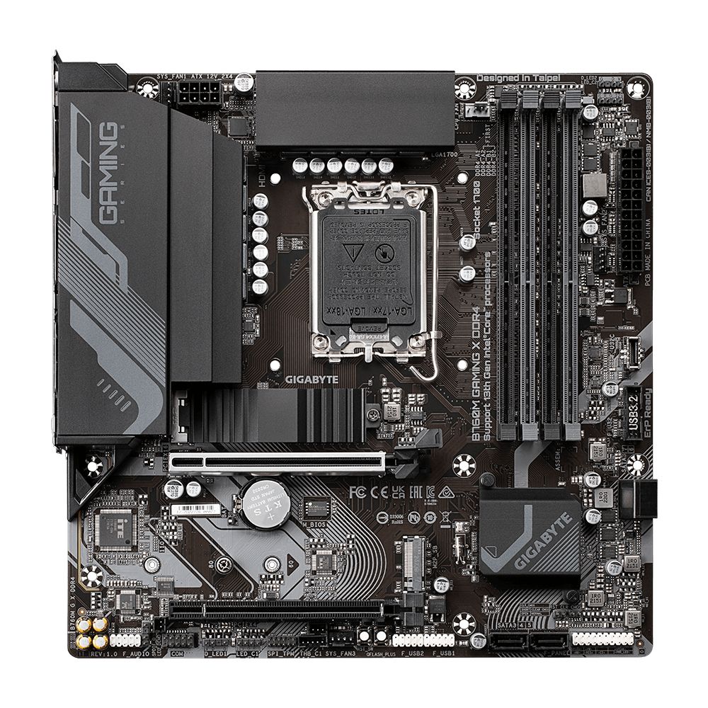 9MB76MGX4-00-10 - Placa base GIGABYTE B760M GAMING XDDR4: (1700) 4DDR4 M.2 SATA3 PCIe USB 2.0/3.0 HDMI DP 7.1 mATX Gigabit Ethernet 2.5