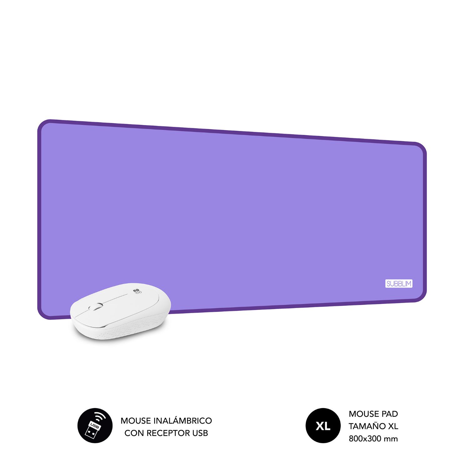 SUBMP-03HP002 - Ratn+Alfombrilla SUBBLIM Harmony Wireless 1200dpi Prpura (SUBMP-03HP002)