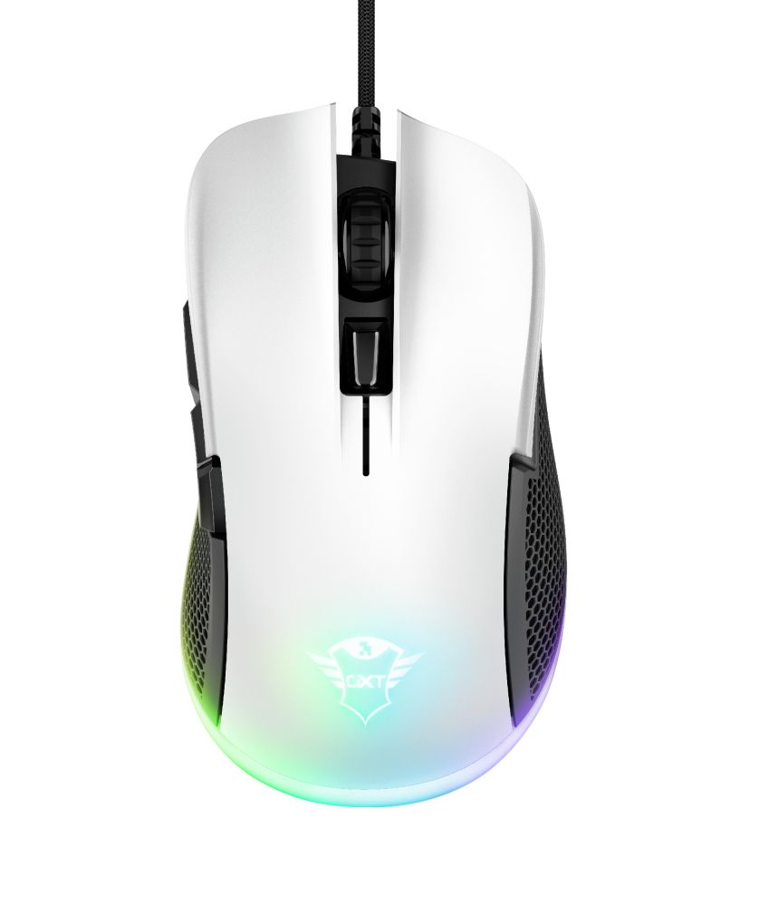 25066 - Ratn Gaming Trust GXT 922W YBAR ptico Diestro RGB USB-A Cable 2.1m 7200dpi 6 Botones Negro/Blanco (25066)