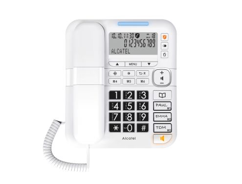ATL1424294 - Telfono Fijo Alcatel TMAX70 DECT/Analgico RJ11 Indentificador/Bloqueo de llamadas LCD Personas Mayores Escritorio/Pared Blanco (ATL1424294)