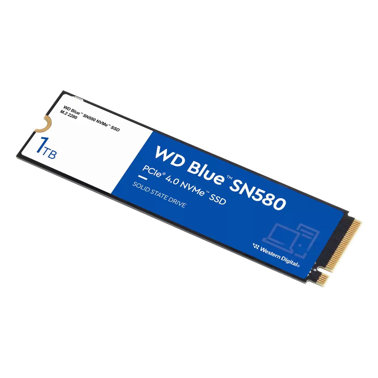 WDS100T3B0E - Disco SSD Western Digital Blue SN580 M.2 M2280 NVMe 1Tb TLC PCIe 4.0 Lectura 4150 Mb/s Escritura 4150 Mb/s PC/Notebook (WDS100T3B0E)