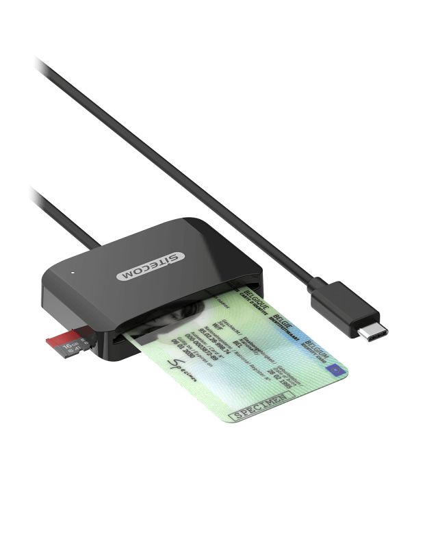 MD-1002 - Lector de Tarjetas Sitecom USB-C eID/ID SmartCards MicroSD/MicroSDHC/MicroSDXC 60cm Negro (MD-1002)
