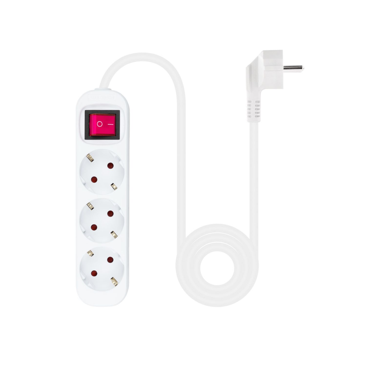 10.38.0003 - Regleta Nanocable 3xSchuko Interruptor Cable 1.4m Blanca (10.38.0003)