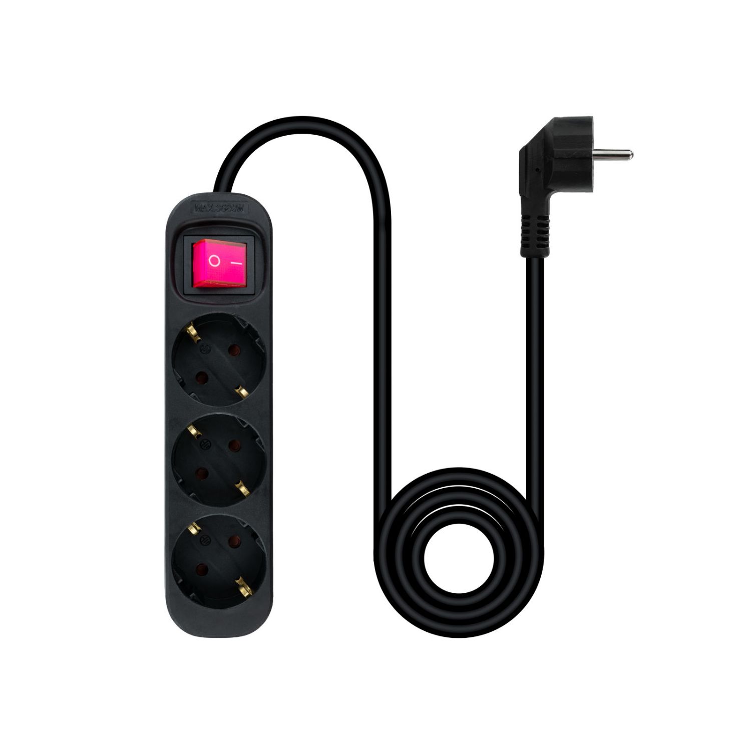 10.38.0003-BK - Regleta Nanocable 3xSchuko Interruptor Cable 1.4m Negra (10.38.0003-BK)
